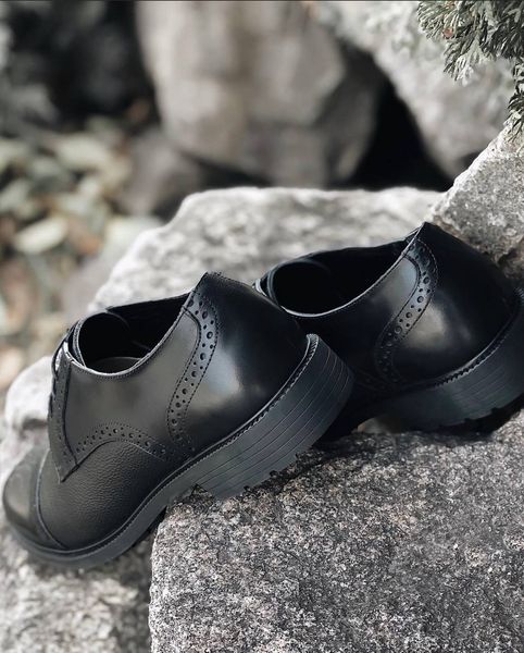 Туфлі чоловічі шкіряні Black oxford Lo3061-01 фото